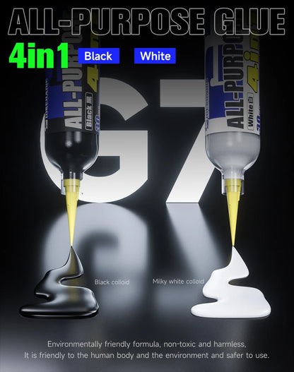 Pegamento Adhesivo Estructural Multiuso MECHANIC G7 (30cc) con 10 Puntas para Marco/Pantalla Teléfono Móvil (Calafateo, Negro/Blanco)