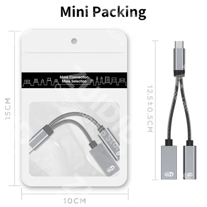 Adaptador Cable Carga USB-C OTG 2-en-1 PD 60W + USB 2.0 Data Converter para iPad Pro/Samsung/Huawei/Xiaomi/Laptop/Tablet