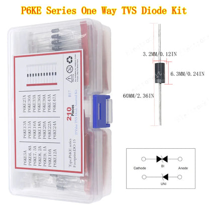 Kit Surtido Diodos (Rectificador/Zener/Schottky/Switching) DIP/SMD (1N4148, 1N4007, 1N5819, etc.)