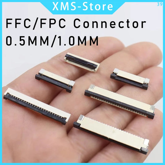 10pcs FPC FFC socket Connector 0.5mm 1mm Pitch Flat Cable  Flip bottom connection 28-30-32-34-36-40-50-64-60 Pin Pines