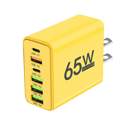 Cargador Pared USB Tipo C 6 Puertos Carga Rápida PD para iPhone 14/15 Pro Max/Samsung/Xiaomi/Huawei
