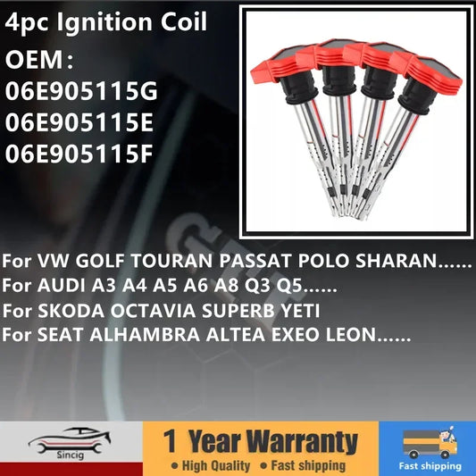 Bobina Encendido 06E905115G / 07K905715F para VW Golf/Passat, Audi A3/A4/A6, Skoda, Seat