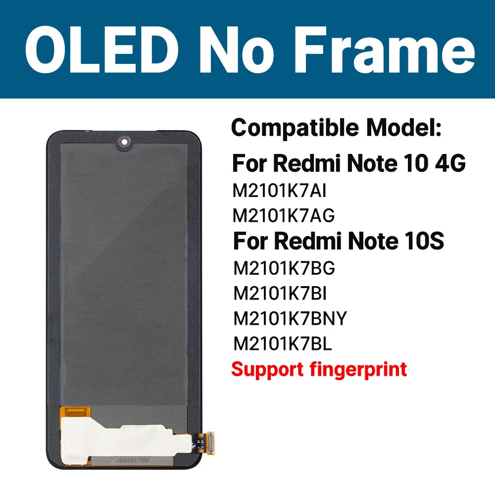 M2101K7BNY Lcd For Xiaomi Redmi Note 10S Display Touch Screen with Frame Wholesale Screen Display For Xiaomi Redmi Note 10 4G