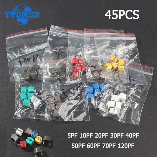 Kit Capacitor Variable Trimmer JML06 (5pF-120pF, 9 Valores Ajustables) - Pack 45 Unidades
