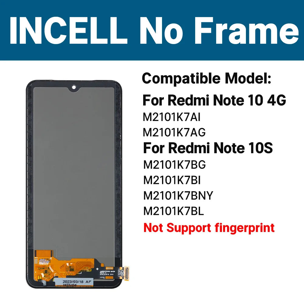 M2101K7BNY Lcd For Xiaomi Redmi Note 10S Display Touch Screen with Frame Wholesale Screen Display For Xiaomi Redmi Note 10 4G