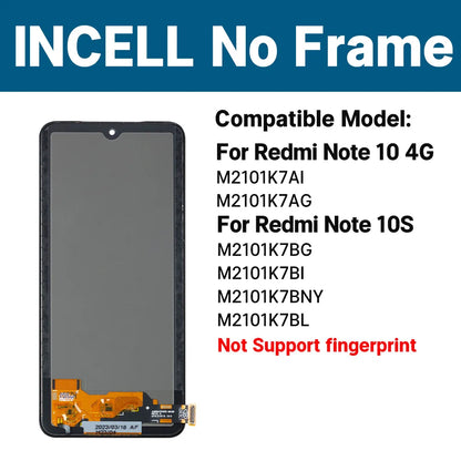 M2101K7BNY Lcd For Xiaomi Redmi Note 10S Display Touch Screen with Frame Wholesale Screen Display For Xiaomi Redmi Note 10 4G