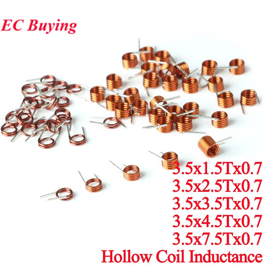 Bobina Hueca Inductancia Cobre 0.7mm - Vueltas (1.5T a 7.5T) para Control Remoto FM - Lote 20/100 Piezas