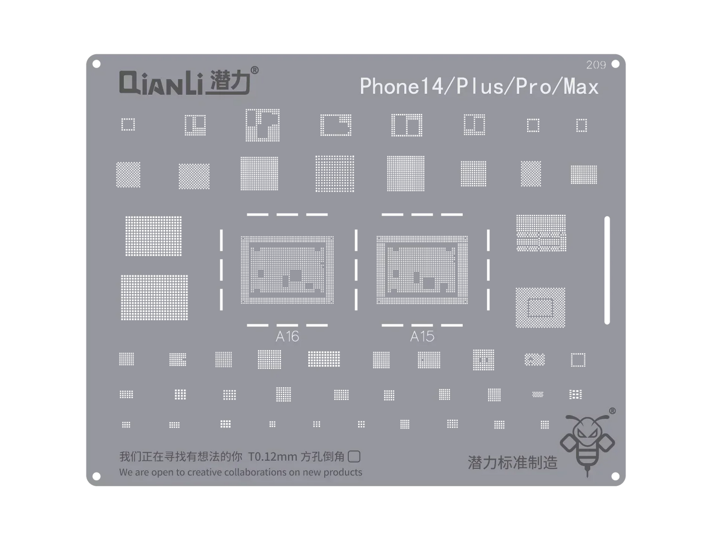 QIANLI MEGA-IDEA Black BGA Reballing Stencil Multifunction Universal Net for iPhone 6-16 Pro Max Planting Tin Steel Mesh tools