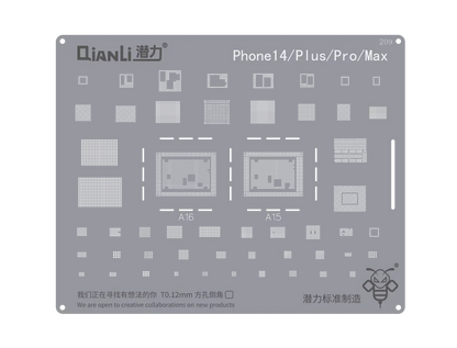 QIANLI MEGA-IDEA Black BGA Reballing Stencil Multifunction Universal Net for iPhone 6-16 Pro Max Planting Tin Steel Mesh tools