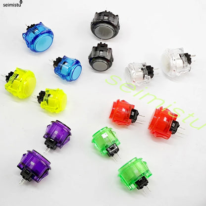 Botón Pulsador Transparente (24mm/30mm) Copia Sanwa OBS-C para Consola Videojuegos/Hitbox/Arcade PC Neo Geo (10 Unidades)