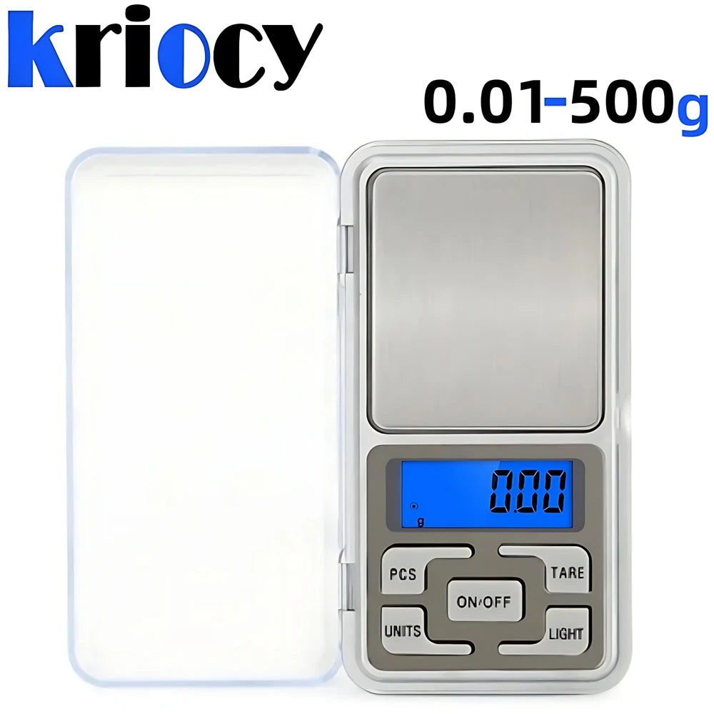 Mini Balanza Electrónica Digital Bolsillo Alta Precisión (0.01g - 500g) para Joyería/Oro/Plata/Cocina (Gramos)