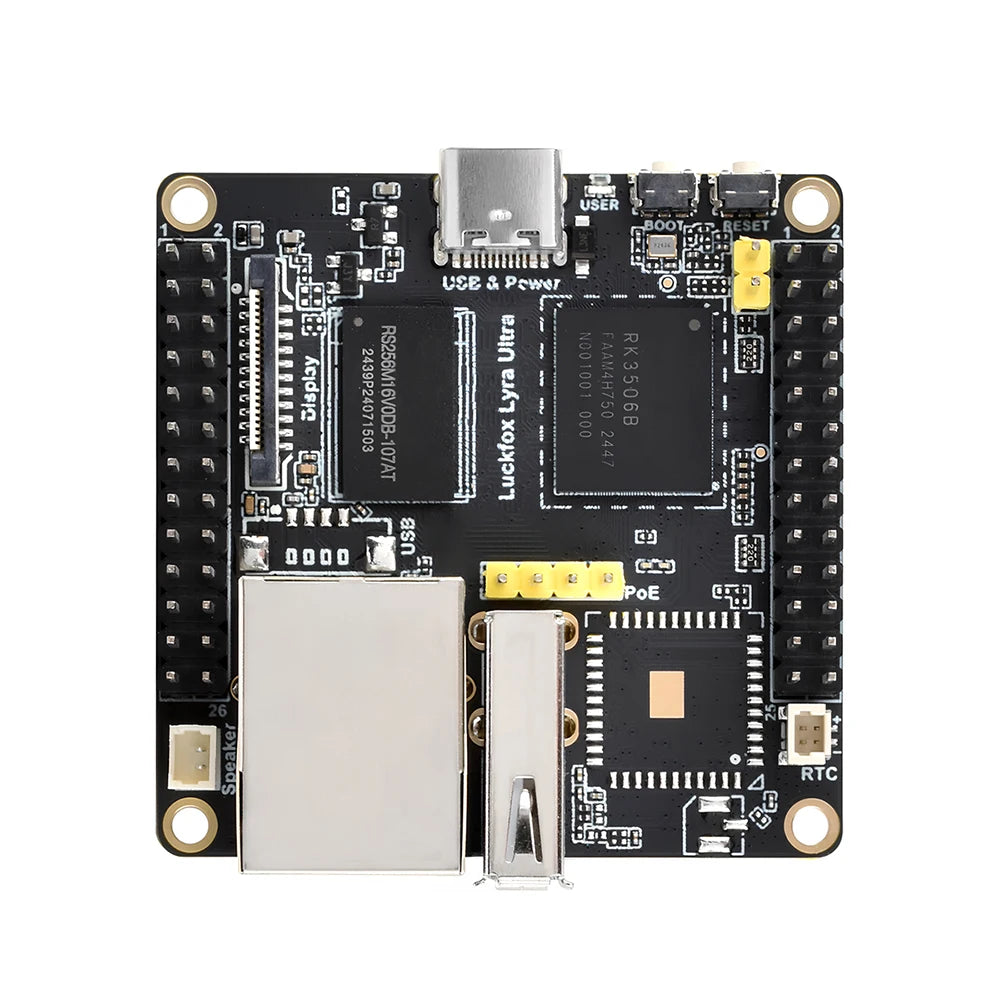 Placa Desarrollo Luckfox Lyra Ultra W (RK3506B, 8GB eMMC, WiFi6/PoE, Audio, DisplayPort, Linux)