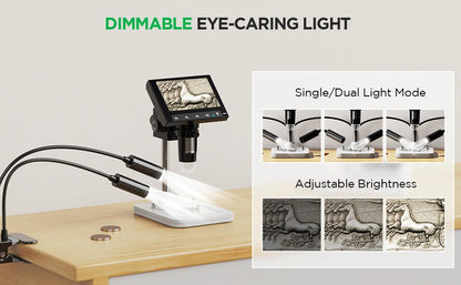 Elikliv Gooseneck Auxiliary Lights for Digital Microscope 118cm Flexible Microscope LED Lights with 3 Lighting Modes USB Cable
