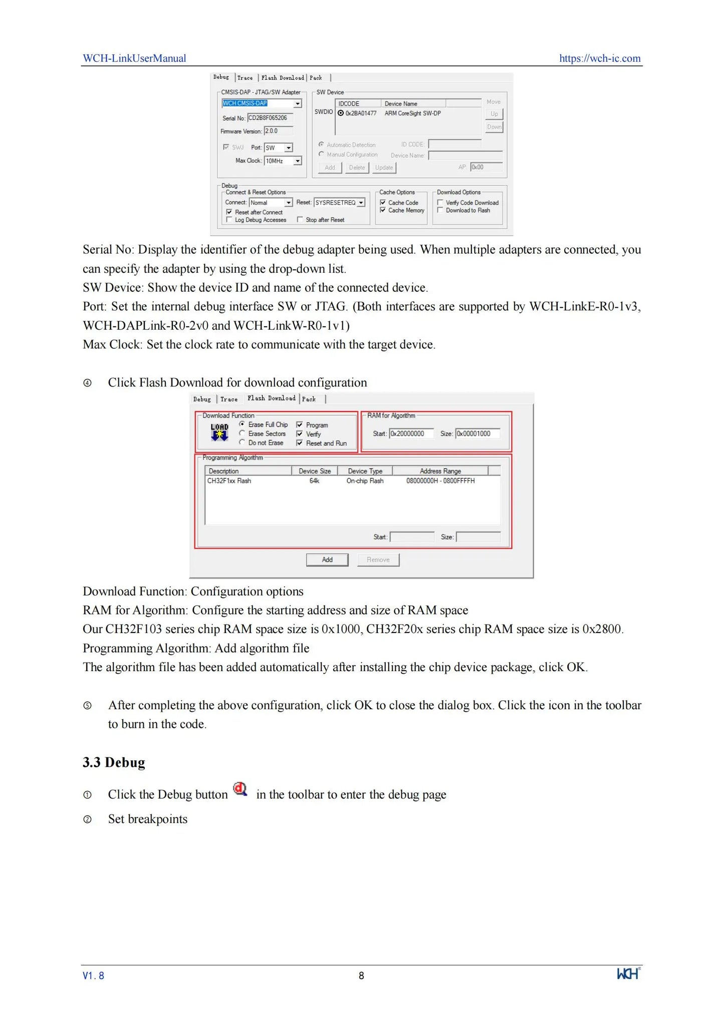 Adaptador Debugger/Descarga Online WCH LinkE (Soporta WCH RISC-V MCU / ARM SWD, USB a Serial)