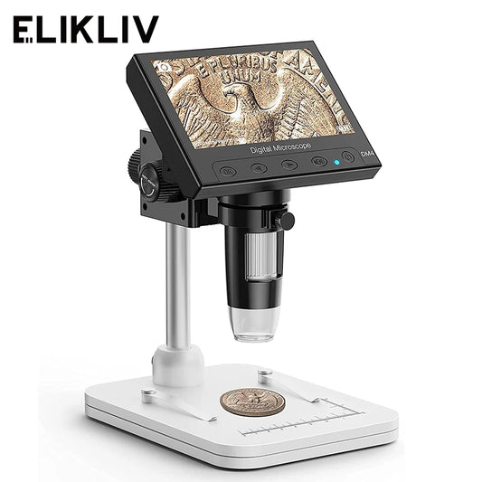 Elikliv EDM4 1000x Digital Microscope for Electronics Soldering PCB Phone Repair with 4.3'' LCD Microscope for Windows MacBook