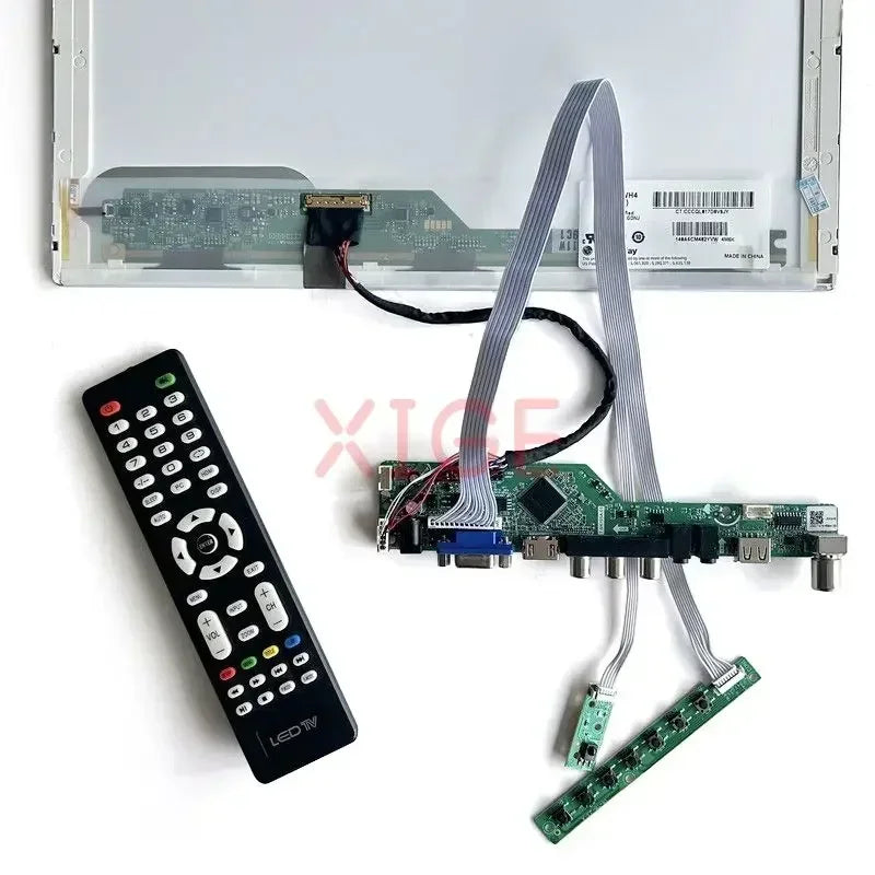 Kit Placa Controladora LVDS para Panel 15.6" B156XW02 V0-V7 (1366x768) 40pin TV Analógica HDMI/VGA/AV/USB DIY
