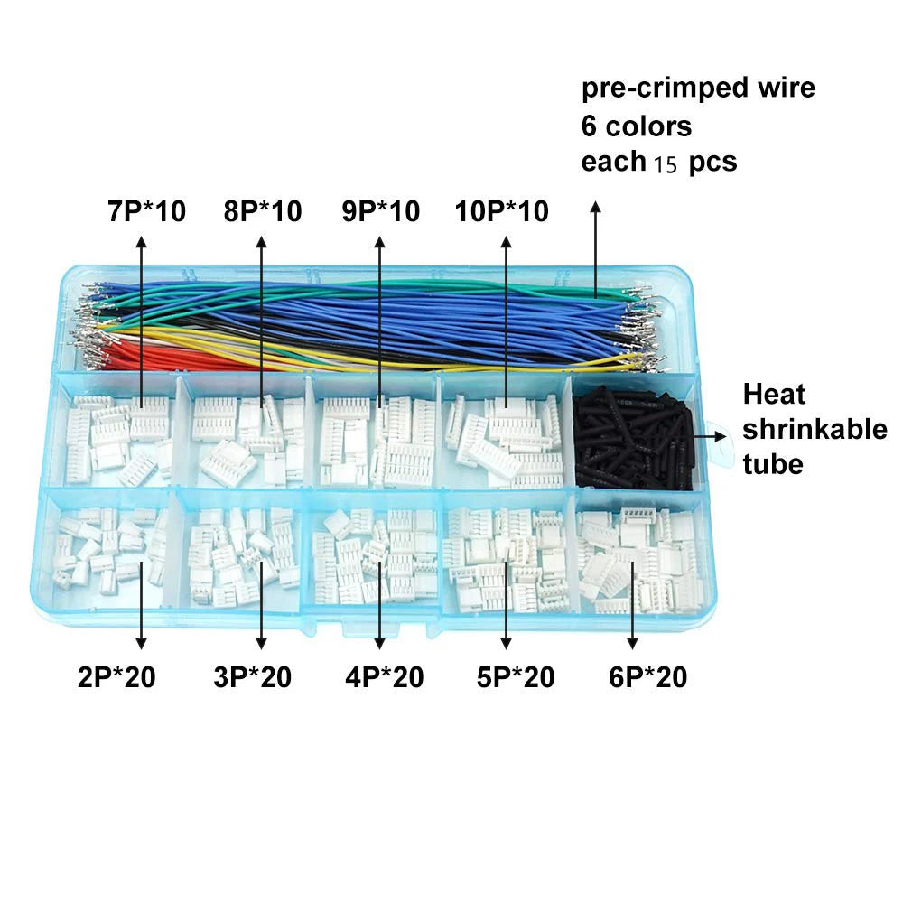 Kit Conector Socket XH 2.54mm con Cable Precrimpado (2/3/4/5/6/7 Pines) Carcasa Adaptador JST Macho y Hembra