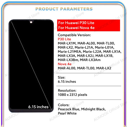 IPS LCD Screen For Huawei P30 Lite LCD Display Touch Screen Digitizer Assembly For Huawei Nova 4e Display Screen Replace Parts