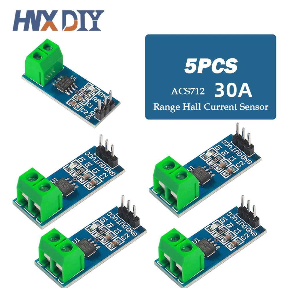 Módulo Sensor Corriente Hall ACS712 (Rango 5A/20A/30A) para Arduino DIY Kit Electrónico (5/10 Unidades)