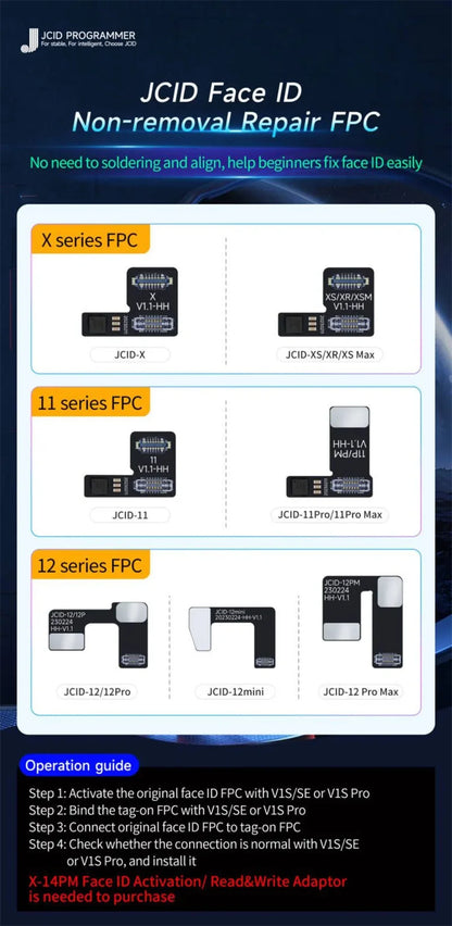 JCID JC V1SE Dot Matrix Tag On Flex For iPhone X XR XS MAX 11 12 Pro Max Mini Face ID Non-removal Repair Read Write Data Board