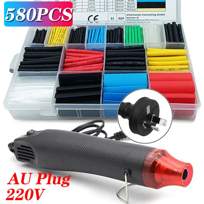 Kit Tubo Termoretráctil 2:1 Envoltura Cable Aislante Protección Conexión (127/530/580 Piezas) (Opción Pistola Aire Caliente)