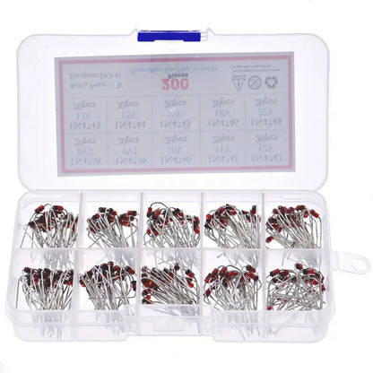 Kit Surtido Diodos Zener 1N47xx (1W, 8.2V-20V) con Caja - Pack 200 Unidades