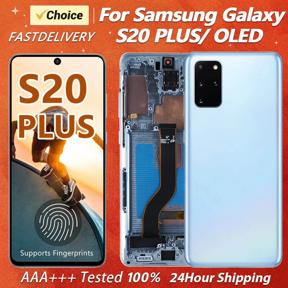 Pantalla AMOLED de 6,7 pulgadas para Samsung Galaxy S20 Plus LCD G985 G985F G985F/DS G986 LCD S20 + con montaje de digitalizador de cristal táctil