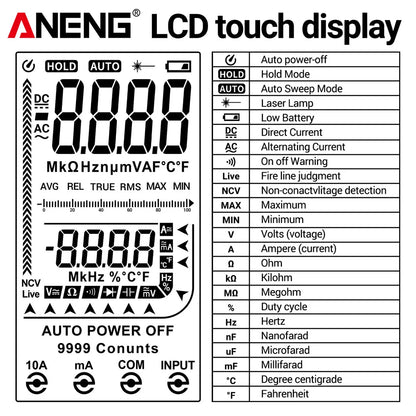 Multímetro Digital Inteligente ANENG 622B/622A True RMS 9999 Cuentas Lámpara Láser Autorango DC/AC Tester Analógico