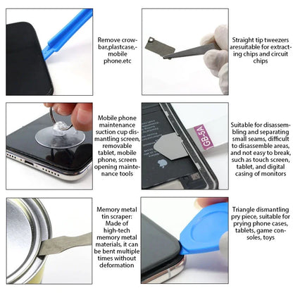 Kit Herramientas Reparación Desmontaje Teléfono Móvil 22 en 1 para iPhone (Set Destornilladores Multifunción Antideslizante)