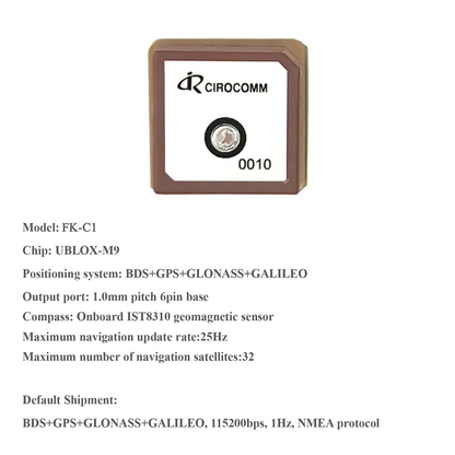 Módulo GNSS FPV UBLOX M9/M10 (GPS/BDS/GLONASS/GALILEO, 10/25Hz, 20x20mm, con Compás) para Drones Carreras