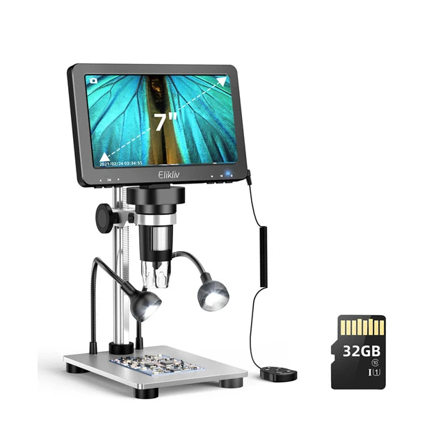 Elikliv DM9 7 Inch 50X-1200X Digital Microscope Adjustable HD LCD Video Microscops Camera For PCB Electronics Soldering Tool