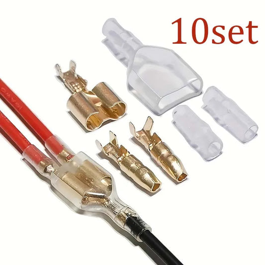 Terminal Bala Doble Confucio 4.0mm con Manguito Aislante Resorte para Conector Cable Eléctrico Auto (Set 10 Unidades)