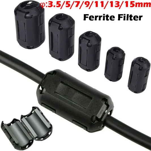 Filtro Ferrita Clip Anti-Interferencia EMI/RFI - Varios Diámetros (3.5mm a 15mm) - Lote 5/10 Piezas