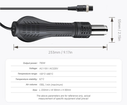 Estación de Soldadura 2 en 1 (Cautín + Pistola Aire Caliente) 750W para Reparación BGA/SMD (Modelo JCD 8898)