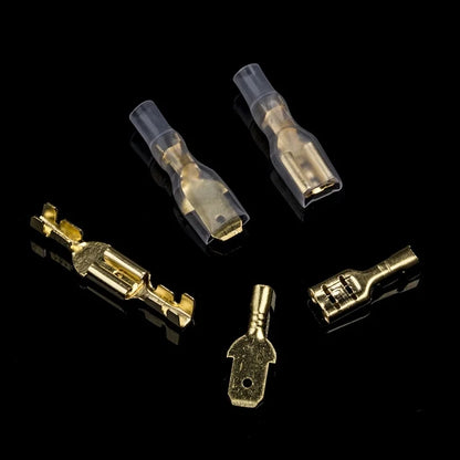 Set Terminales Conector Cable Hembra/Macho Spade Crimp (2.8/4.8/6.3mm) con Mangas Aislantes Transparentes (200 Piezas)