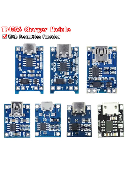 Lote 10 Pcs Módulo Cargador Batería Litio TP4056 5V 1A 18650 con Protección Dual 1A Li-ion