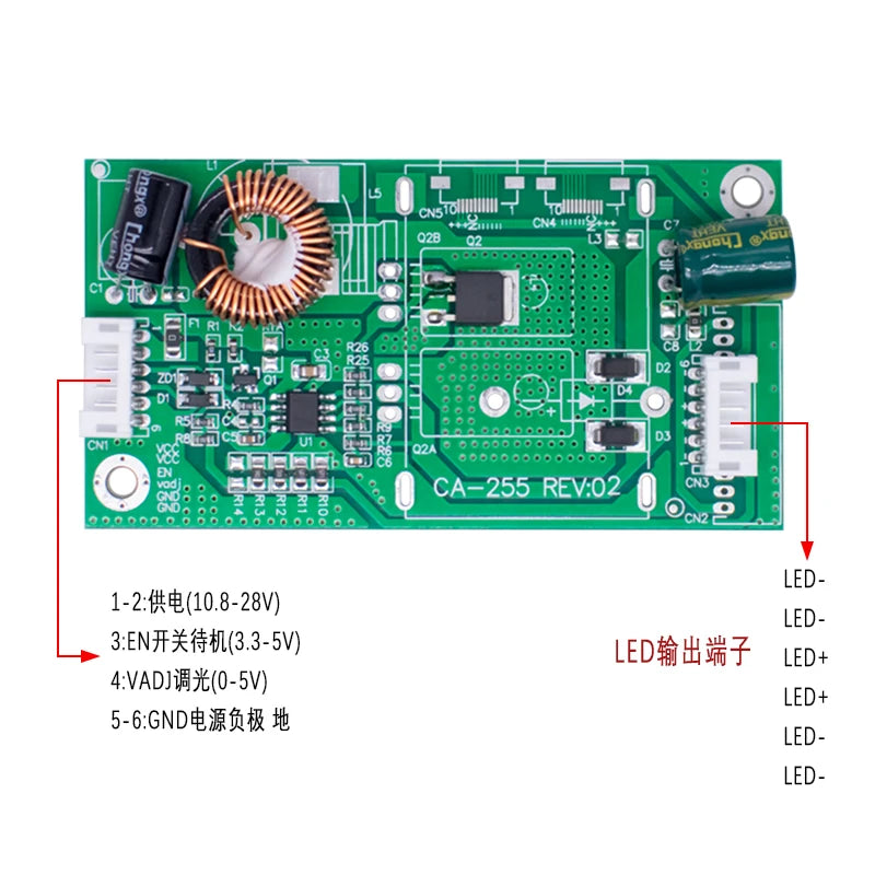 Placa Driver Backlight LED Universal CA-255 10-48" Inverter Boost Módulo Step-Up