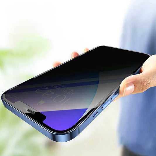 Protector Pantalla Privacidad Anti-Espía Cristal Templado para iPhone 11-15 Pro Max/13 Mini / 14 Plus (Pack 3 Unidades)