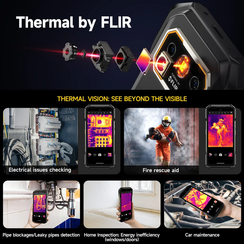 Celular Rugged Ulefone Armor 27T 4G con Cámara Térmica FLIR® y Visión Nocturna (10600mAh, 24GB/256GB, Android 14)