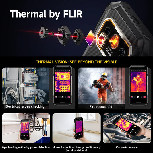 Celular Rugged Ulefone Armor 27T 4G con Cámara Térmica FLIR® y Visión Nocturna (10600mAh, 24GB/256GB, Android 14)
