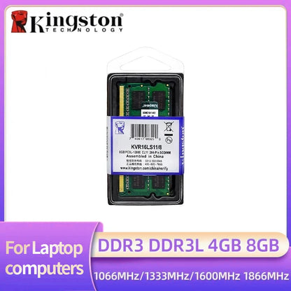 Memoria RAM Kingston Laptop DDR3/DDR3L (4GB/8GB, 1066/1333/1600/1866MHz) SO-DIMM PC3-8500/10600/12800 Doble Canal Notebook