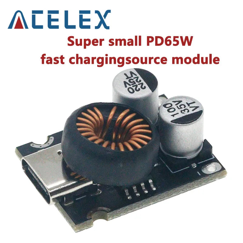 Módulo Carga Rápida Multi-Protocolo Mini 65W DC 12-30V PD2.0/PD3.1(PPS) Interface USB-C