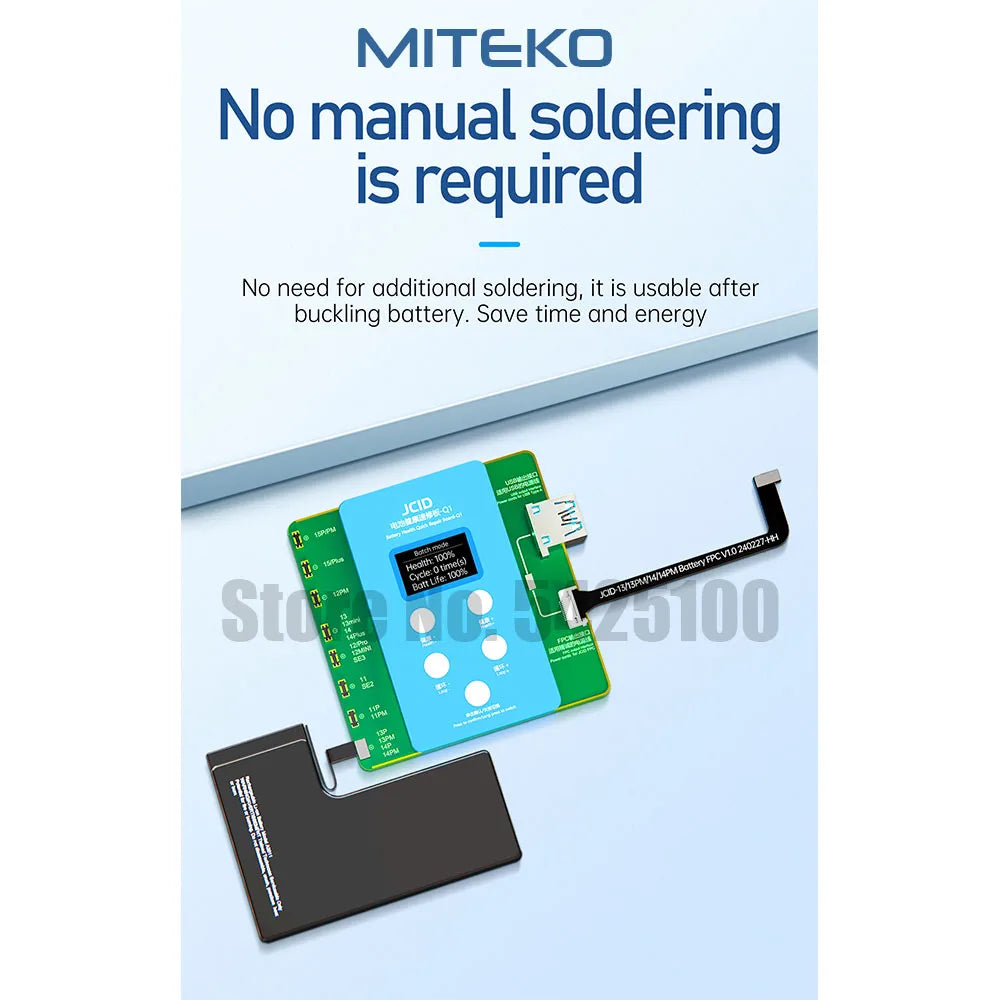 JCID JC Q1 Battery Health Quick Repair Board for iPhone 11, to 15 Pro, Solve Window, Pop-up Modify Battery Cycle, No Need FPC