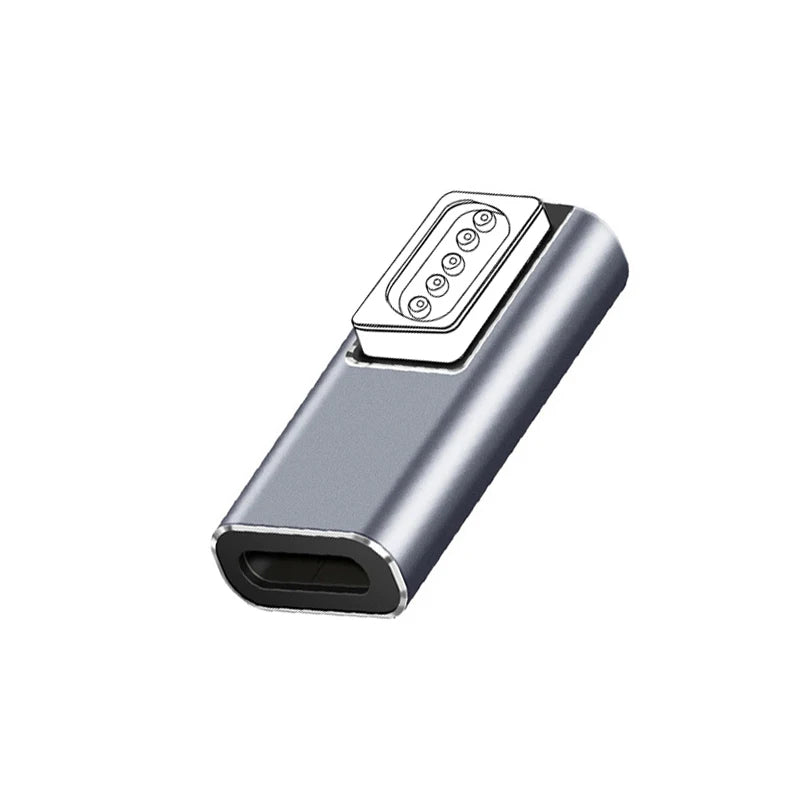 Adaptador Convertidor USB-C Hembra PD a Conector Magnético L-Tip/T-Tip para MacBook Pro Carga Rápida