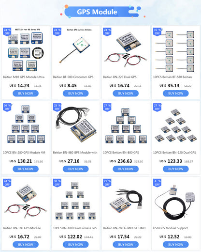 Módulo Receptor GPS USB M8N (Beidou/Glonass) con Antena (Cable IPX a SMA) para Arduino/Pixhawk Control Vuelo