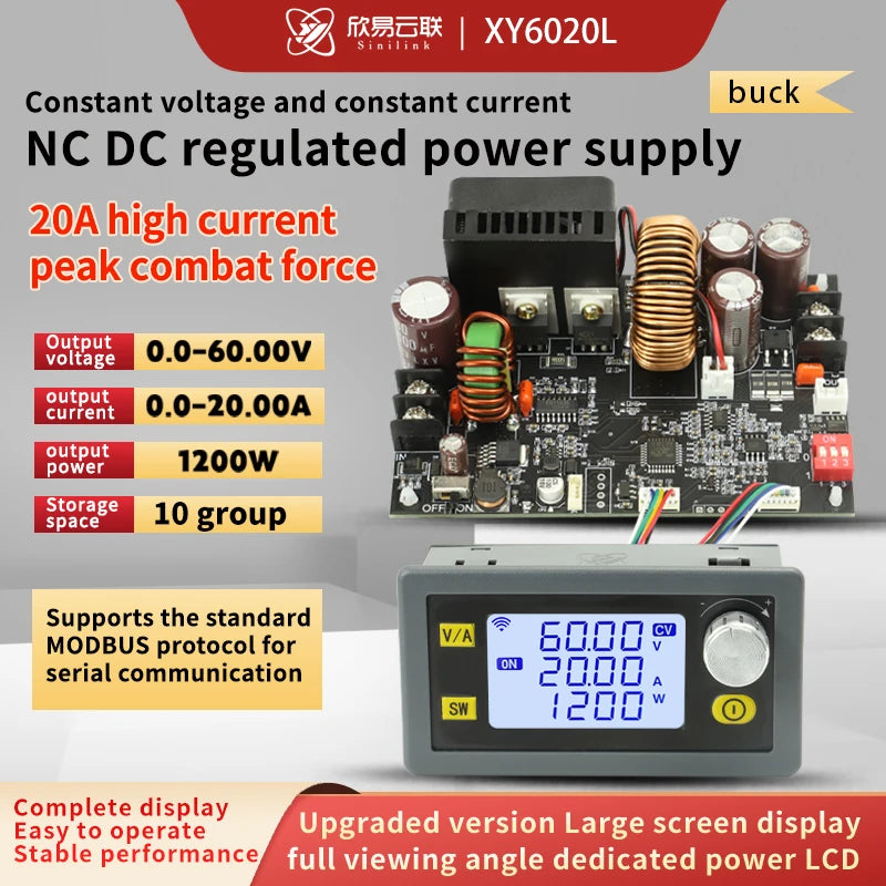 Módulo Fuente Alimentación Regulada Ajustable DC-DC Buck CC/CV 0-60V 15A/20A con Control WiFi App