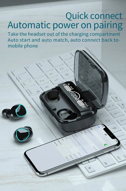 Auriculares Inalámbricos M10 TWS Bluetooth 5.0 con Caja Carga 3500mAh (Micrófono, Estéreo 9D, Deportivos, Impermeables)