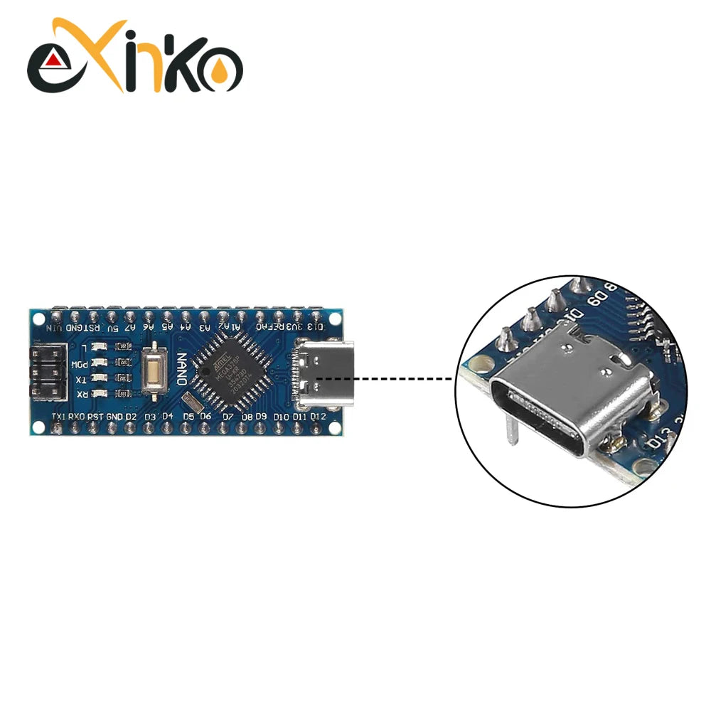 Placa Nano 3.0 (ATMEGA328P, 16MHz, CH340) con Bootloader (Puerto Mini/Tipo C/Micro USB) para Arduino (1-10 Unidades)