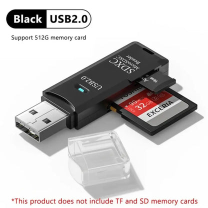 Lector Tarjetas Multifuncional 2 en 1 Alta Velocidad USB 3.0/2.0 (Soporta TF+SD) para Computadora/Tablet/Cámara/Laptop/Auto