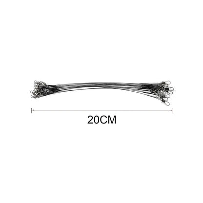 Sedal Acero Líder Anti-Mordida con Giratorio para Pesca (15/20/25/30cm) Accesorio Leadcore (20 Unidades)
